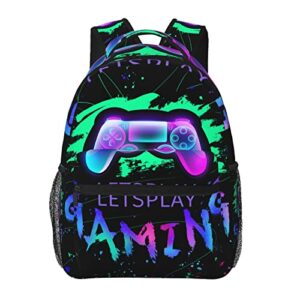 gamepad backpack gamer casual travel daypack capacity student bookbag for kids teens adults water resistant durable backpack
