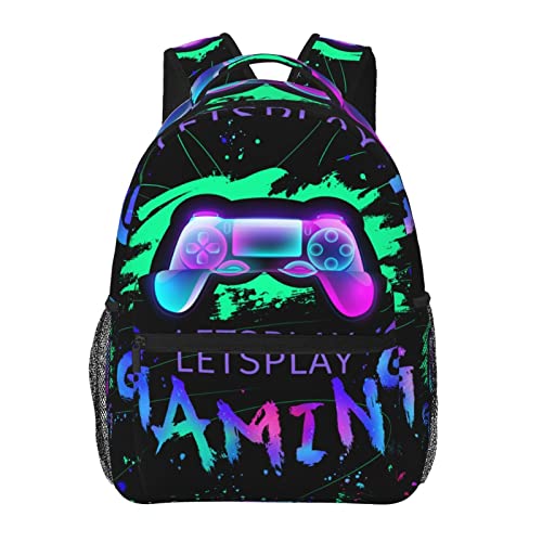 Gamepad Backpack Gamer Casual Travel Daypack Capacity Student Bookbag For Kids Teens Adults Water Resistant Durable Backpack