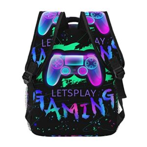 Gamepad Backpack Gamer Casual Travel Daypack Capacity Student Bookbag For Kids Teens Adults Water Resistant Durable Backpack