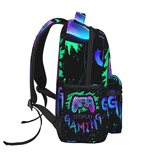 Gamepad Backpack Gamer Casual Travel Daypack Capacity Student Bookbag For Kids Teens Adults Water Resistant Durable Backpack