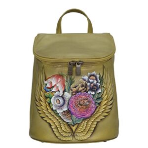 anuschka women’s genuine leather backpack – hand painted exterior – angel wings