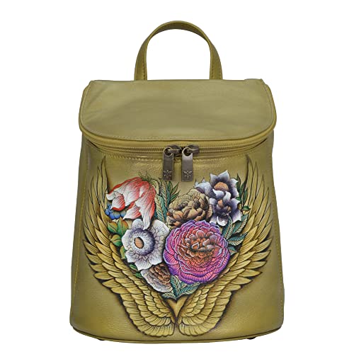 Anuschka Women’s Genuine Leather Backpack - Hand Painted Exterior - Angel Wings