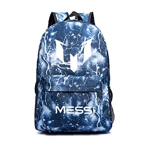 Einvoo Child School Canvas Backpack-Messi Backpack Book Bag-Waterproof Durable Travel Knapsack for Students, Blue Lightning, One Size