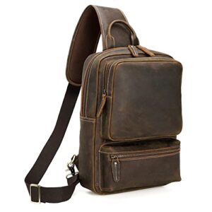 polare full grain leather sling backpack crossbody travel hiking daypack shoulder sling bag