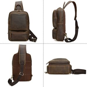 Polare Full Grain Leather Sling Backpack Crossbody Travel Hiking Daypack Shoulder Sling Bag