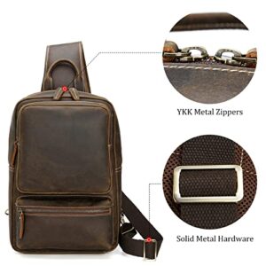 Polare Full Grain Leather Sling Backpack Crossbody Travel Hiking Daypack Shoulder Sling Bag