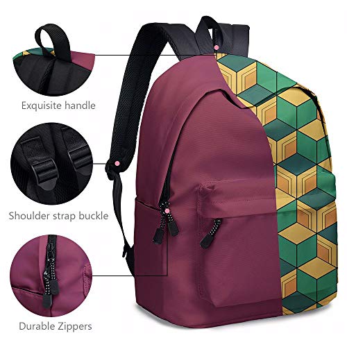 Konbeases Anime Demon Slayer School Backpack for Boys and Girls, Kimetsu No Yaiba 3D Print Bookbag, Schoolbag with Stationery Bag-Uzui Tengen B