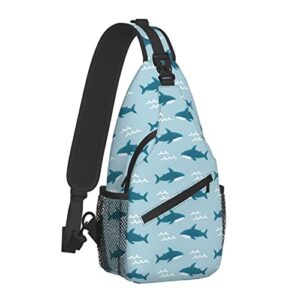 Shark Sharks Crossbody Sling Bag With Adjustable Shoulder Strap Backpack For Hiking Travel Sport Climbing