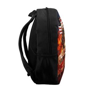 17 Inch Firefighter Backpacks Travel Daypack Fire Truck Backpack Casual Lightweight Laptop Backpack for Boys Girls