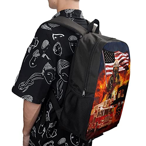 17 Inch Firefighter Backpacks Travel Daypack Fire Truck Backpack Casual Lightweight Laptop Backpack for Boys Girls