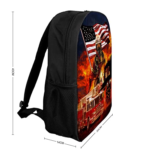 17 Inch Firefighter Backpacks Travel Daypack Fire Truck Backpack Casual Lightweight Laptop Backpack for Boys Girls