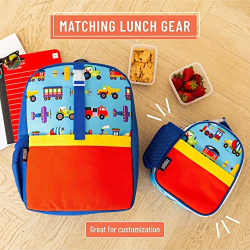 Wildkin Pack-it-All Backpack Bundle with Clip-in Lunch Box (Trains, Planes & Trucks)