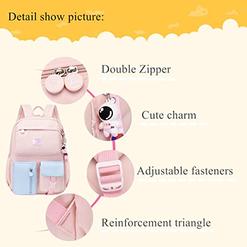 Kawaii Colorful Casual Girls Backpack Elementary Schoolbag Sweet and Cute Children's Backpack with Charm