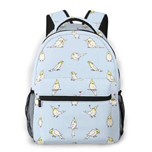yangpi fashion unisex backpack cute cockatiel bird pattern bookbag lightweight laptop bag for school travel outdoor camping