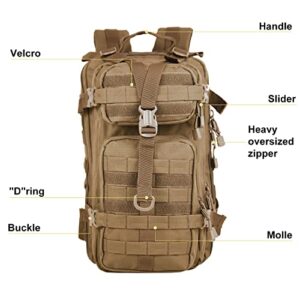 XWLSPORT Small Military Tactical Backpack 30L Assault Backpack Tactical Bag Coyote