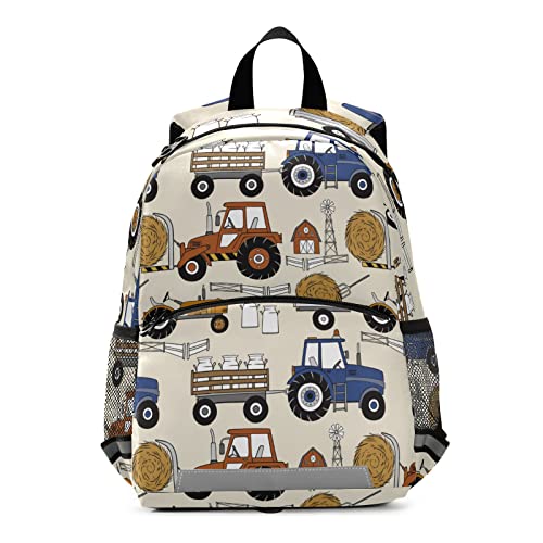 Glaphy Tractors Cars Backpack for Kids, Boys and Girls, Toddler Backpack for Daycare Travel School, Preschool Bookbag with Chest Strap