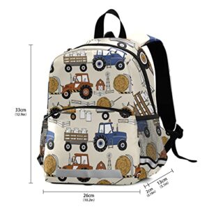Glaphy Tractors Cars Backpack for Kids, Boys and Girls, Toddler Backpack for Daycare Travel School, Preschool Bookbag with Chest Strap