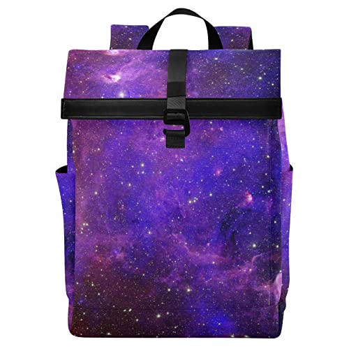 JHKKU Starry Sky Roll Top Backpack Laptop Work Travel College backpack Waterproof Anti Theft for Men Women Fits 15.6 Inch Laptop