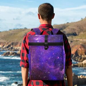 JHKKU Starry Sky Roll Top Backpack Laptop Work Travel College backpack Waterproof Anti Theft for Men Women Fits 15.6 Inch Laptop