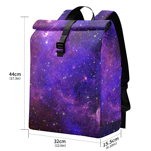 JHKKU Starry Sky Roll Top Backpack Laptop Work Travel College backpack Waterproof Anti Theft for Men Women Fits 15.6 Inch Laptop