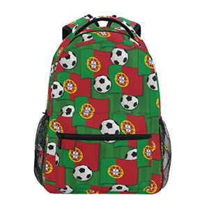 fisyme portugal flags soccer backpack laptop bag daypack travel hiking school backpacks for men women kids girls boys