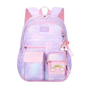 cute backpack travel backpacks bookbag for women & men boys girls school college students backpack durable water resistant purple-c large