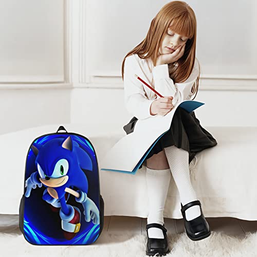 Ervkgm 3PCS Cartoon Backpack School Bag Bookbag Cute 17 Inch with Lunch Bag Tote and Pencil Case Box Pouch for Boys Girls