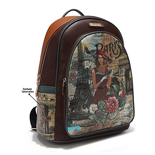 Nicole Lee Large Laptop Backpack with USB Charging Port, Oversized Travel School Work Backpack, Laptop Compartment (Paris Fashion Week)