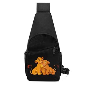 atgzfdr Anime Simba The King Lion Chest Pack Unique Crossbody Sling Bags Backpack Rucksack Shoulder Bag Beach Bag For Men Women, Black