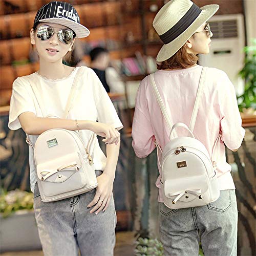 Fayland Women Teens Girls Leather Backpacks Purses Convertible Shoulder Bag Off-White