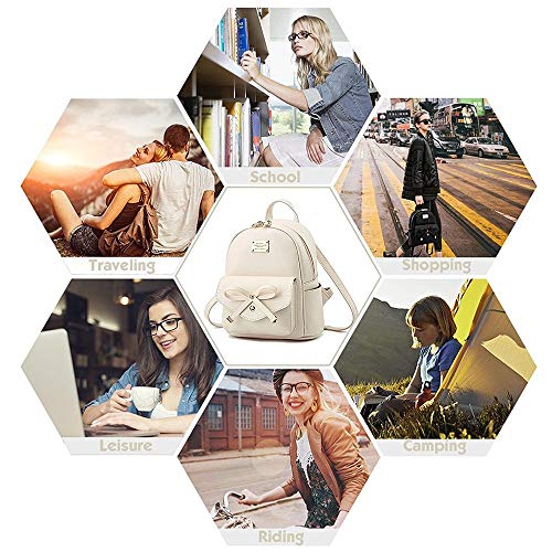 Fayland Women Teens Girls Leather Backpacks Purses Convertible Shoulder Bag Off-White