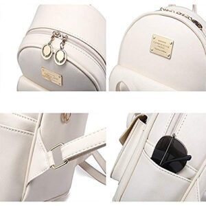 Fayland Women Teens Girls Leather Backpacks Purses Convertible Shoulder Bag Off-White