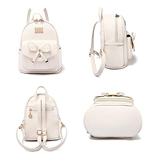 Fayland Women Teens Girls Leather Backpacks Purses Convertible Shoulder Bag Off-White