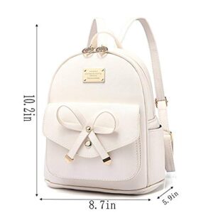 Fayland Women Teens Girls Leather Backpacks Purses Convertible Shoulder Bag Off-White