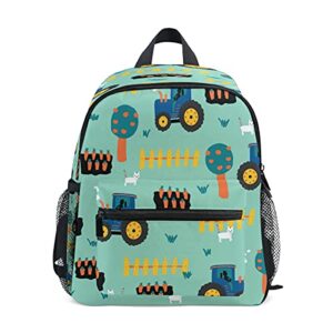 tractors seamless kids backpack,truck toddler backpack preschool bag kindergarten schoolbag nursery travel bag for girl boy