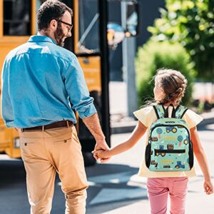 Tractors Seamless Kids Backpack,Truck Toddler Backpack Preschool Bag Kindergarten Schoolbag Nursery Travel Bag for Girl Boy