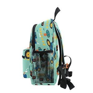 Tractors Seamless Kids Backpack,Truck Toddler Backpack Preschool Bag Kindergarten Schoolbag Nursery Travel Bag for Girl Boy