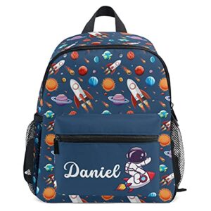 custom space kids preschool backpack toddler boy girl school bag for children personalized camping galaxy bookbag with chest strap