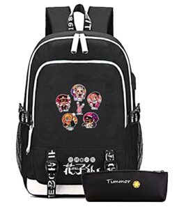 timmor magic anime toilet-bound hanako-kun backpack with usb charging port, school bookbags for women men.(black7) one size