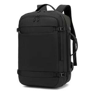 augur travel backpack,17″ laptop backpack men travel carry on business backpack with usb charging port waterproof work/weekender backpack(black)