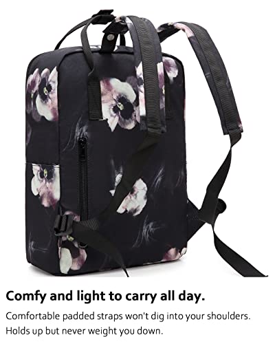 HotStyle BESTIE Floral Backpack, Stylish Bag for College Travel Work Everyday, Black