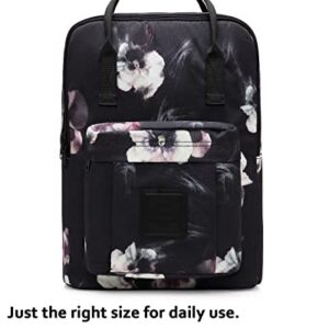 HotStyle BESTIE Floral Backpack, Stylish Bag for College Travel Work Everyday, Black