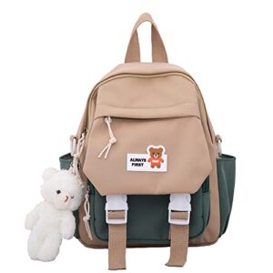 azuraokey cute mini backpacks with accessories, kawaii girls student shoulder school bags small travel kawaii small backpack aesthetic backpack for school, travel (coffee)