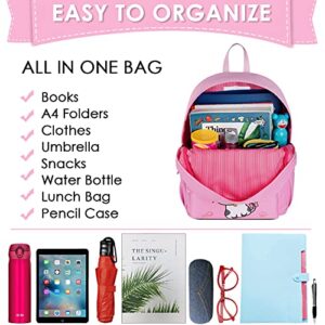 Kasqo Kids Backpack, 14" Toddler Backpack for Little Boys and Girls Kindergarten Preschool Bookbag With Chest Strap, Pink Kitty