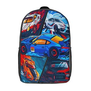 Race Car Backpack Casual Backpack Fashion Laptop Backpack Travel Hiking Camping Backpack For Teen Girls Boys