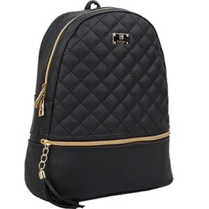 copi women’s simple design fashion quilted casual backpacks black