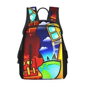 geometry dash travel backpack multipurpose for kids teens unisex casual daypacks laptop bookbag outdoor black
