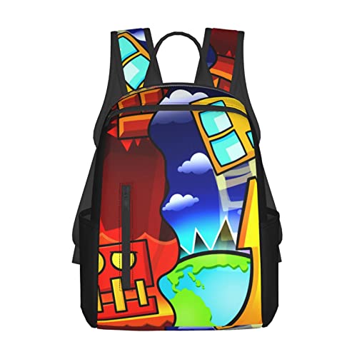 Geometry Dash Travel Backpack Multipurpose For Kids Teens Unisex Casual Daypacks Laptop Bookbag Outdoor Black