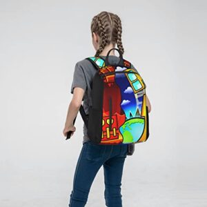 Geometry Dash Travel Backpack Multipurpose For Kids Teens Unisex Casual Daypacks Laptop Bookbag Outdoor Black