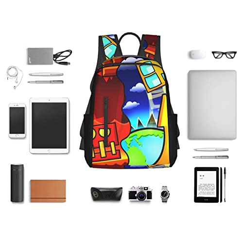 Geometry Dash Travel Backpack Multipurpose For Kids Teens Unisex Casual Daypacks Laptop Bookbag Outdoor Black